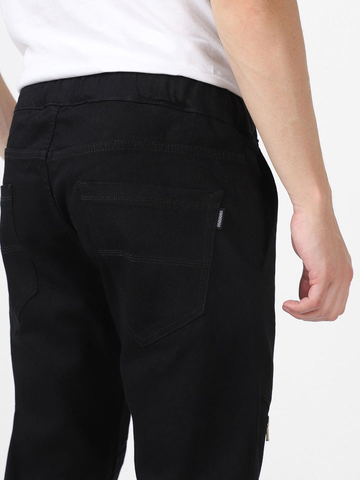 Urbano Fashion Men Black Mid-Rise Stretchable Jogger Jeans