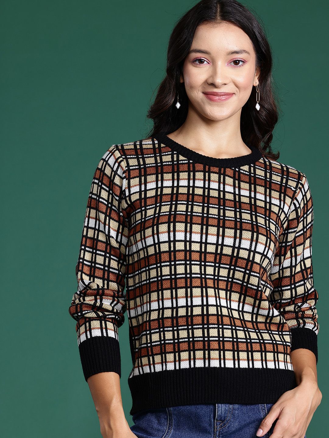 DressBerry Checked Acrylic Pullover