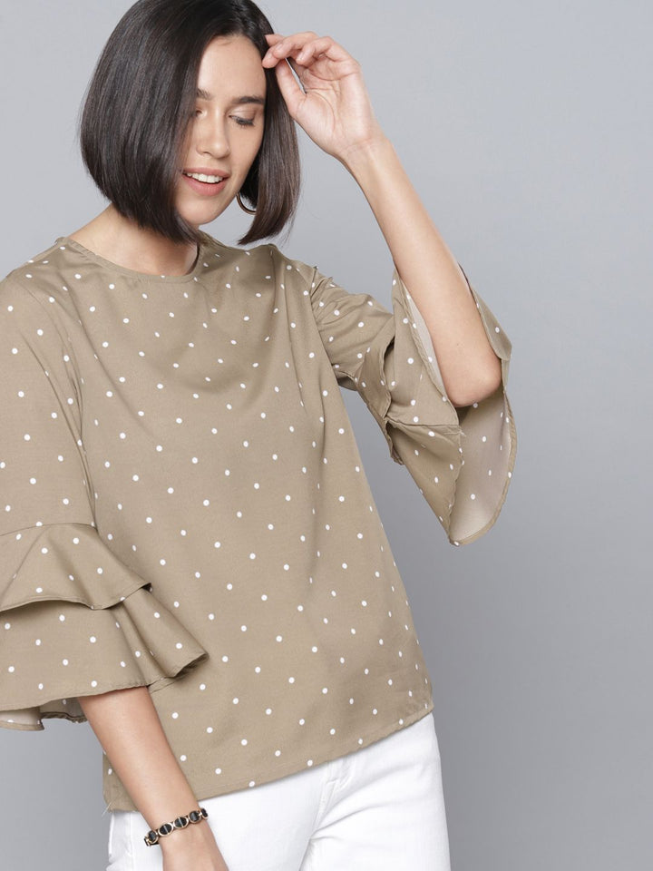 Tokyo Talkies Women Taupe Printed Top