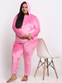 KLOTTHE Plus Size Hooded Velvet Wool T-shirt With Trouser