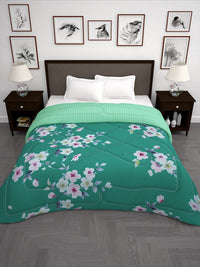Story@home Green & White Floral 180 GSM AC Room Double Bed Comforter