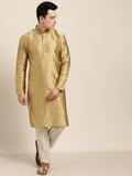 SOJANYA Men Golden Woven Design Straight Kurta