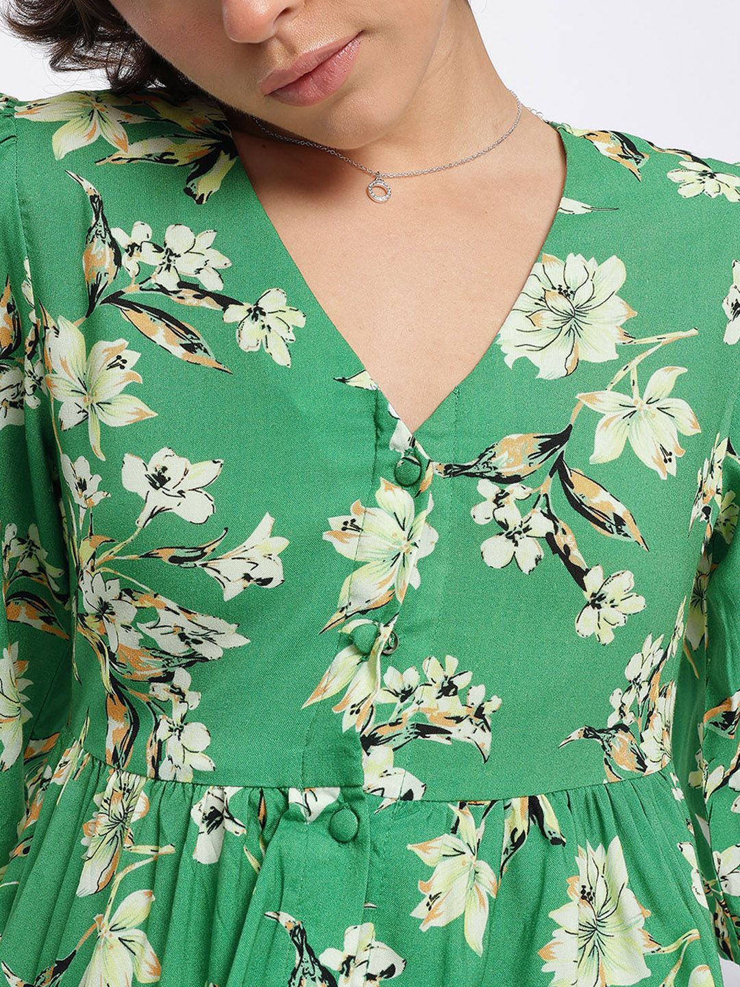 DressBerry Floral Fantasy Cut-Out Midi A-Line Dress