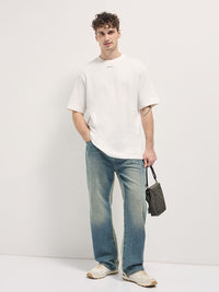 THE BEAR HOUSE Men Typography Printed Round Neck Cotton Oversized T-shirt