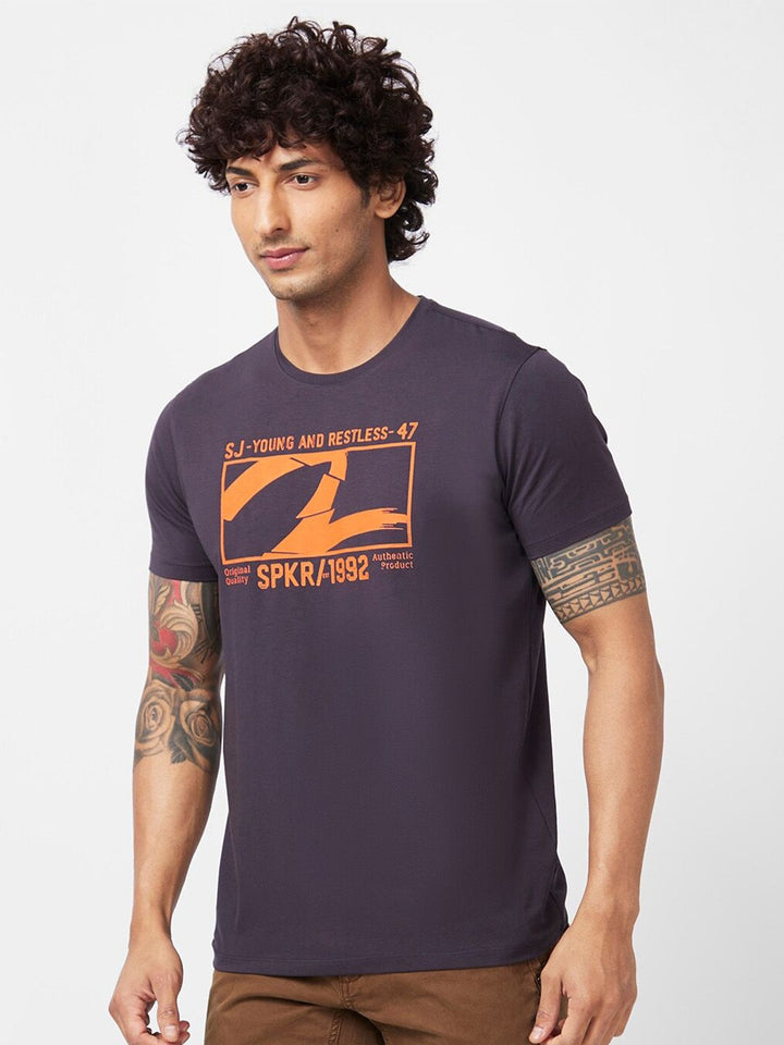 SPYKAR Typography Printed Slim Fit Cotton T-shirt