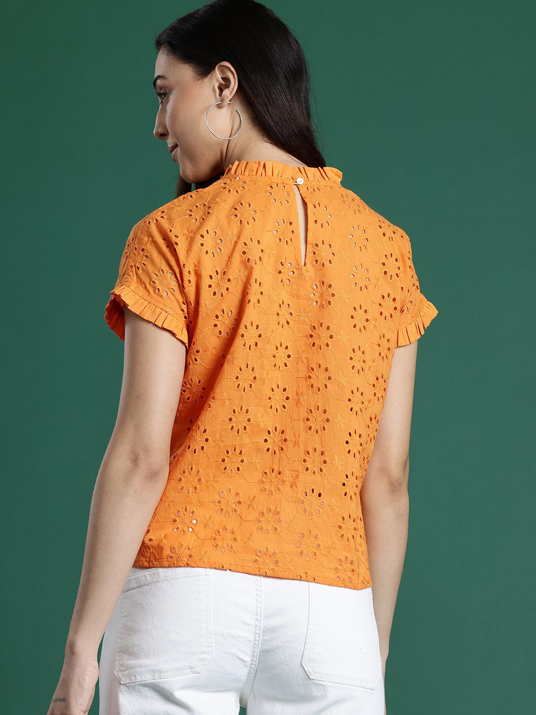 DressBerry Pure Cotton Extended Sleeves Schiffli Top