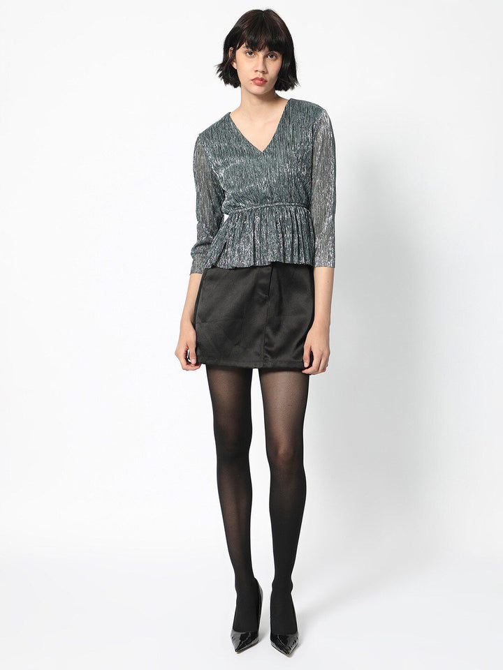 RAREISM Shimmer Peplum Evening Top