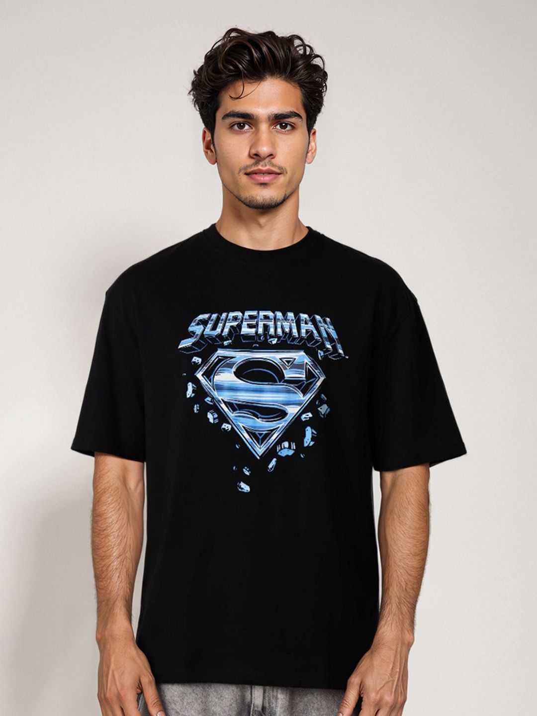 The Indian Garage Co Men Superman Graphic Printed Round Neck Cotton T-shirt