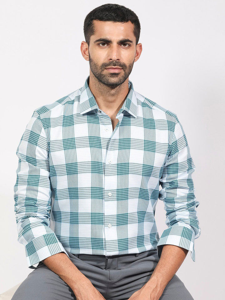 RARE RABBIT Men Ventura Slim Fit Tartan Checked Cotton Shirt