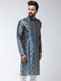 SOJANYA Men Blue & Beige Printed Straight Kurta