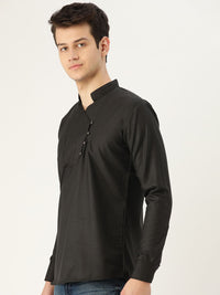 SOJANYA Lelaki Hitam Solid Kurta Lurus Pendek