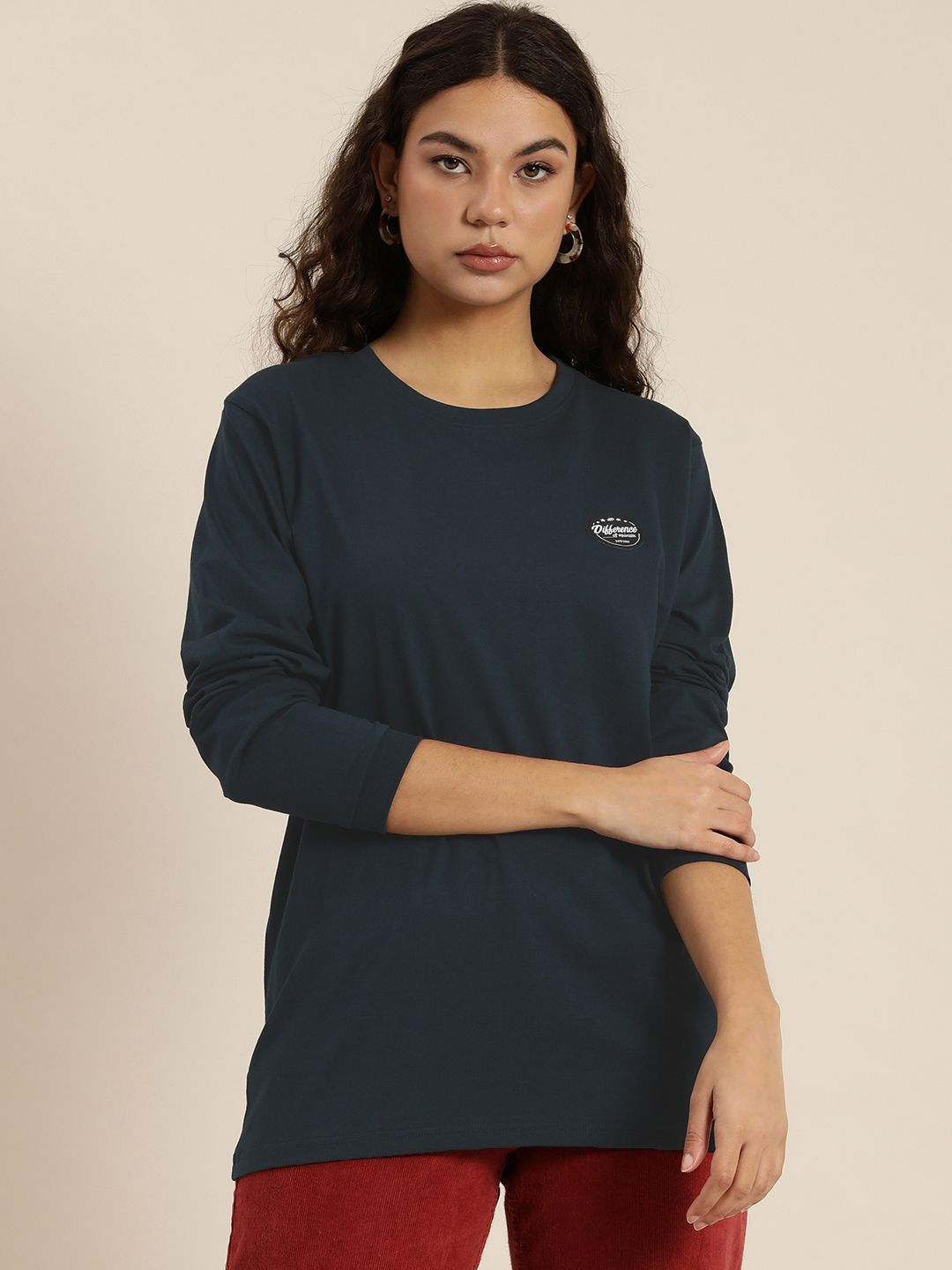 Difference of Opinion Women Printed Pure Cotton Oversized T-shirt