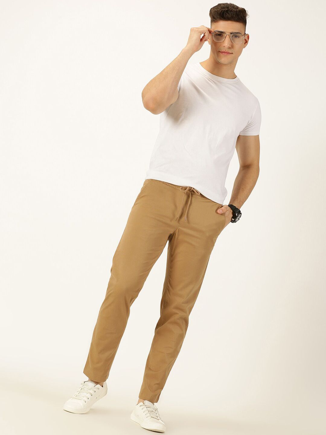 Thomas Scott Men Smart Mid Rise Cotton Chinos Trousers