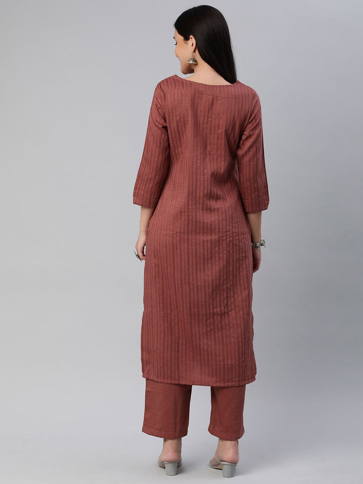 KALINI Women Self Design Pure Cotton Kurta With Trousers