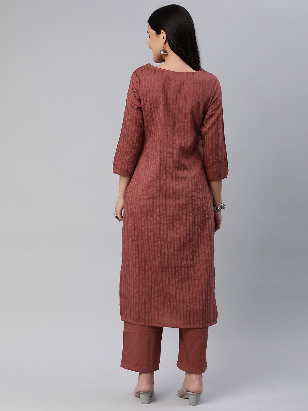 KALINI Women Self Design Pure Cotton Kurta With Trousers