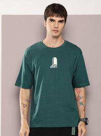 DILLINGER Men Graphic Printed Embossed Oversized Drop-Shoulder Sleeves Pure Cotton T-shirt