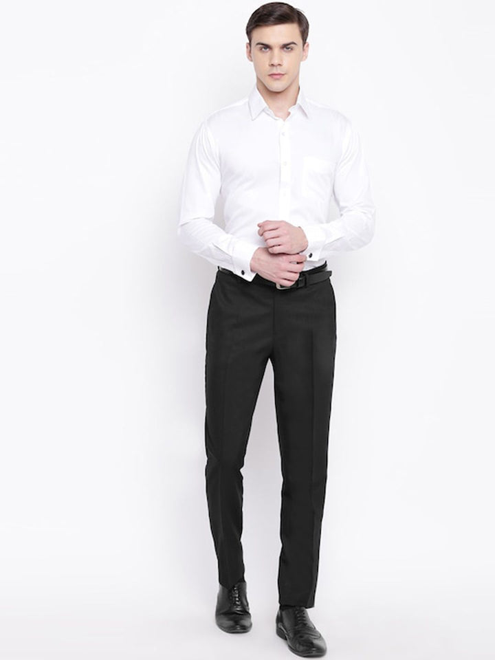 Hancock Men Relaxed Spread Collar Long Sleeves French Cuff Pure Cotton Formal Shirt