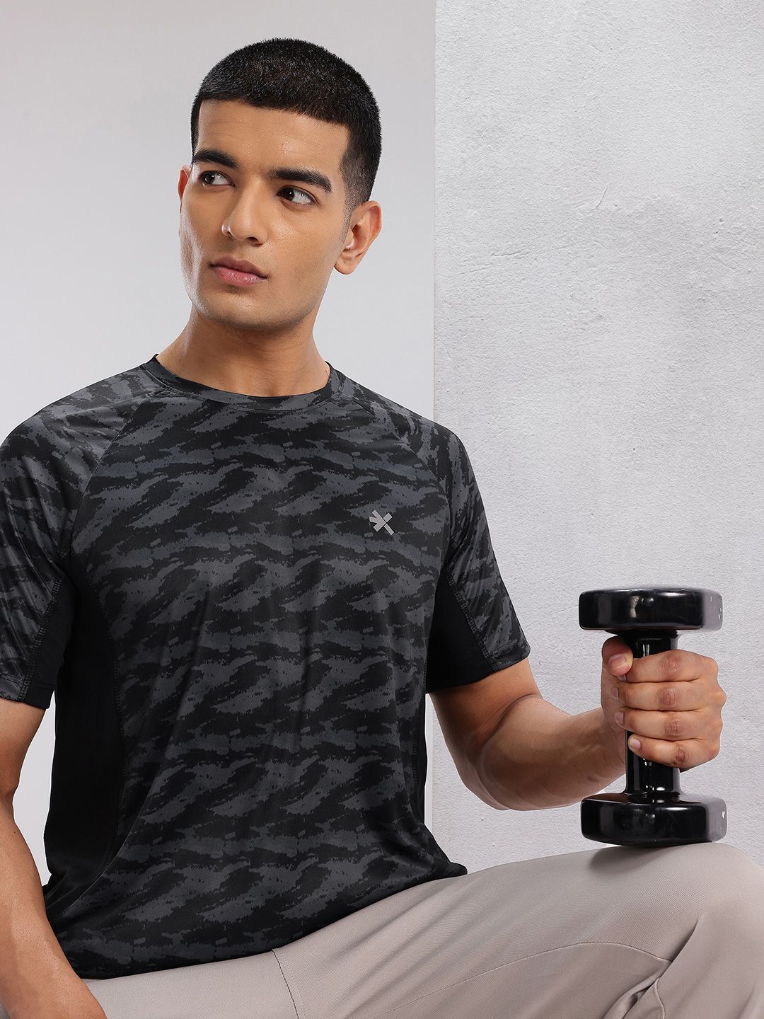 HRX by Hrithik Roshan Abstract Print Rapid-Dry Training T-shirt