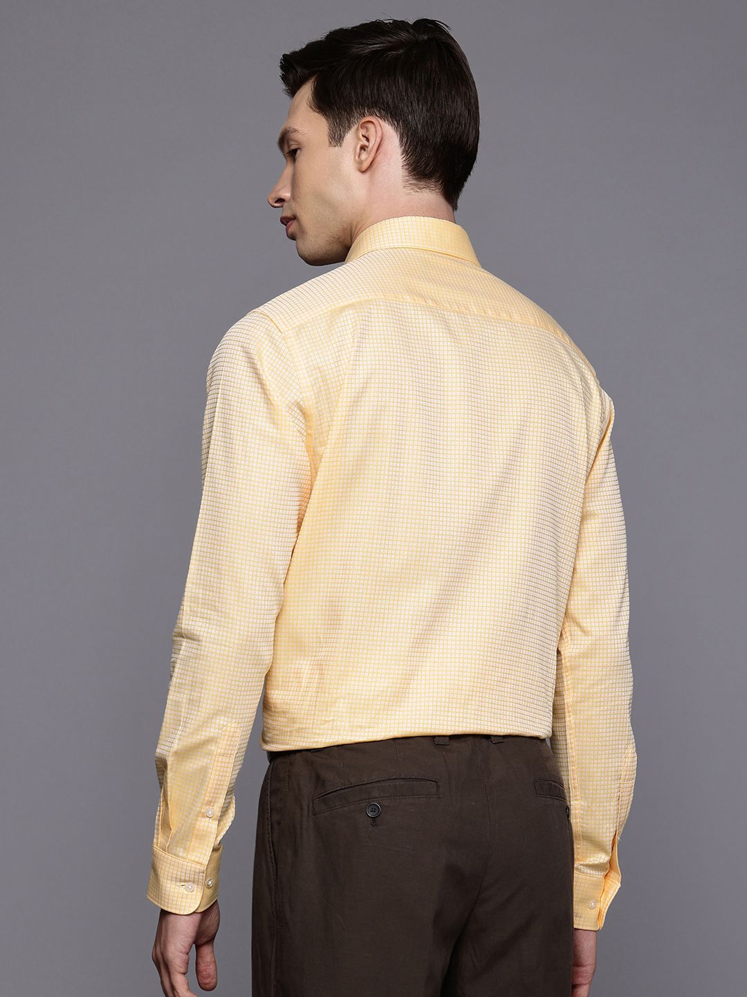 Raymond Slim Fit Self Checked Pure Cotton Formal Shirt