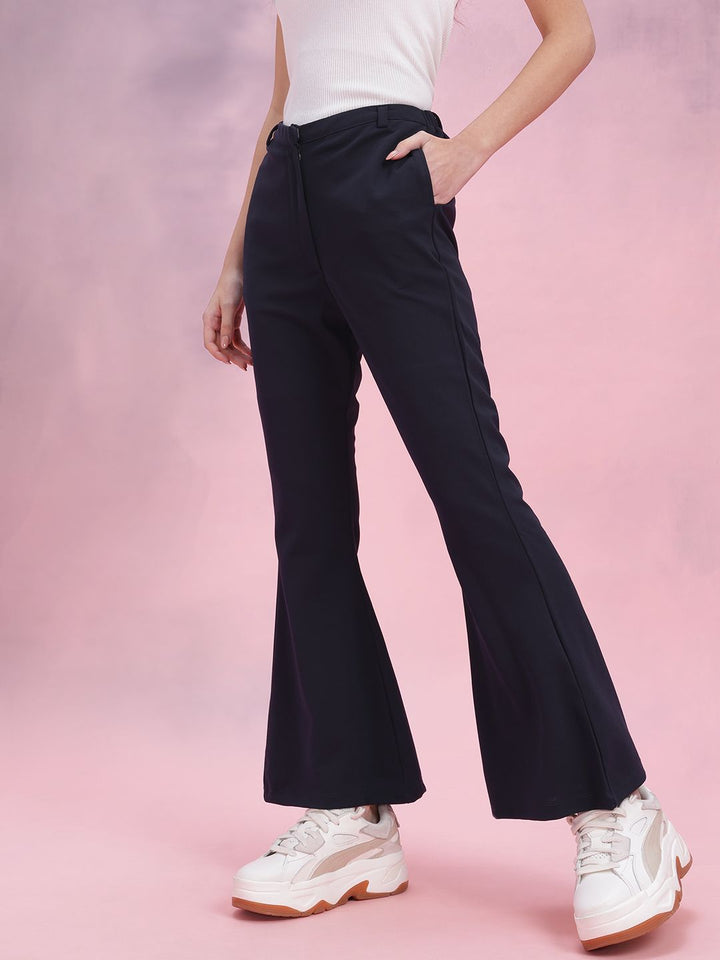DressBerry Women Flared High-Rise Trousers