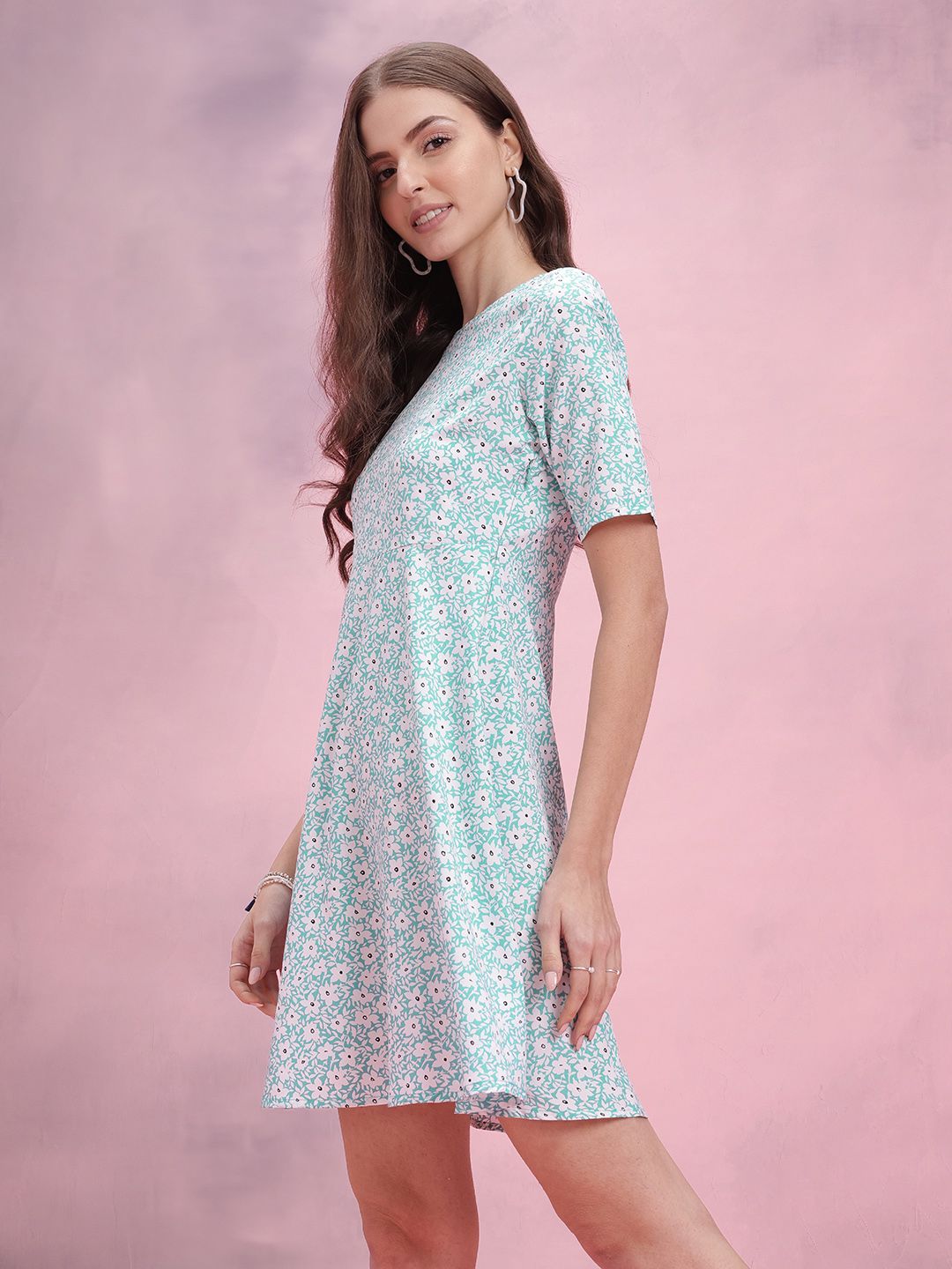 Dressberry Floral Print A-Line Mini Dress