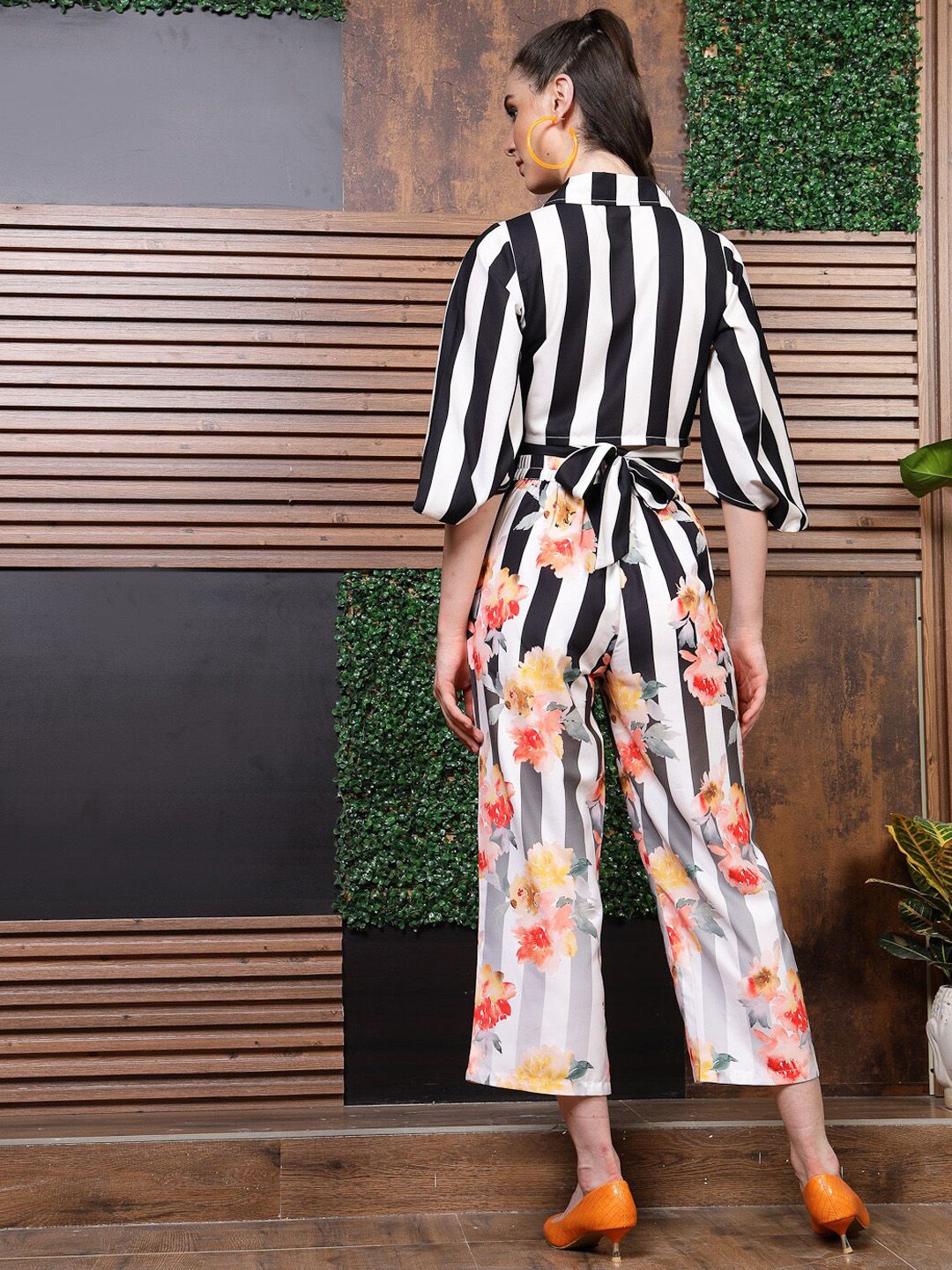Athena Black Striped Top With Trousers