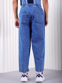 The Indian Garage Co Men Baggy Fit Cotton Elasticated Waist Jeans