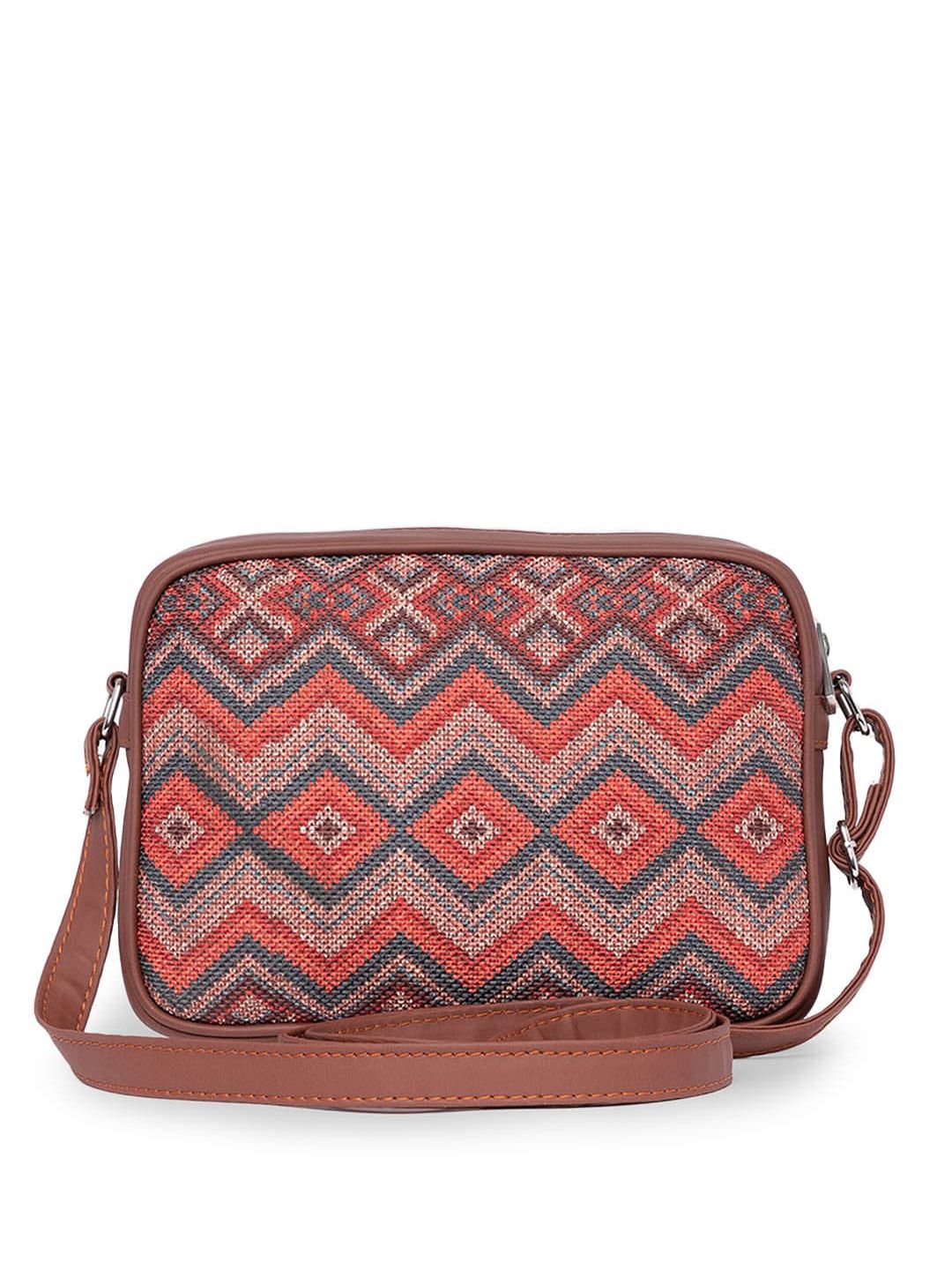 ZOUK Women Geometric Printed Structured Sling Bag