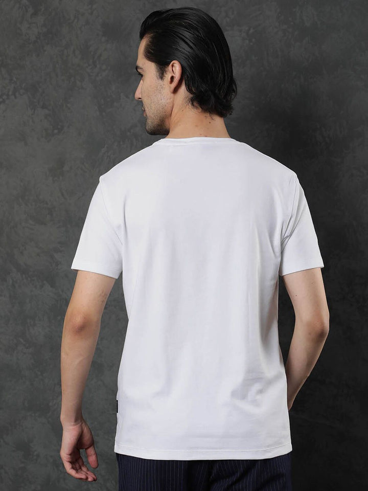 RARE RABBIT Men Gis Solid Slim Fit Cotton T-Shirt
