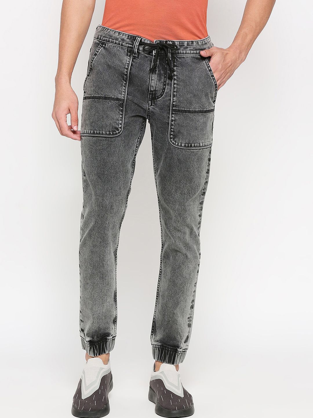 Being Human Men Mid-Rise Clean Look Heavy Fade Denim Jogger