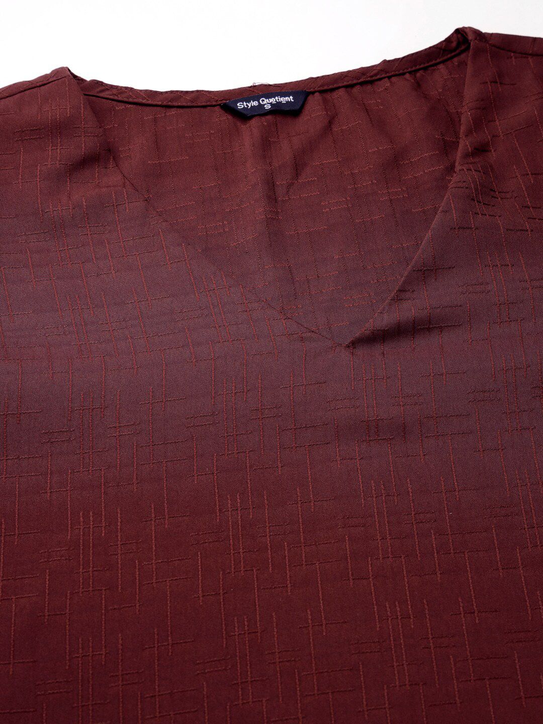 Style Quotient Self Design Cuffed Sleeves Top