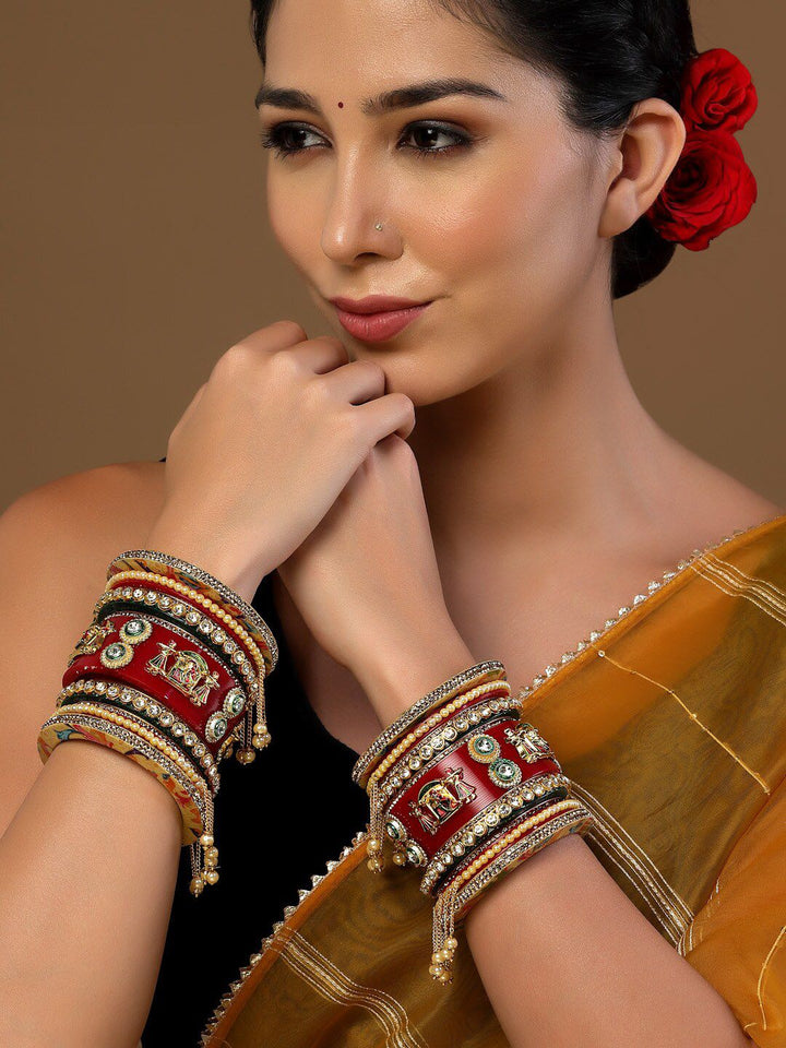 Set PANASH 22 Gelang Bertampal Batu & Manik Bersalut Emas