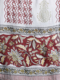 Indo Era Floral Printed Pure Cotton Kurta With Trousers & Dupatta