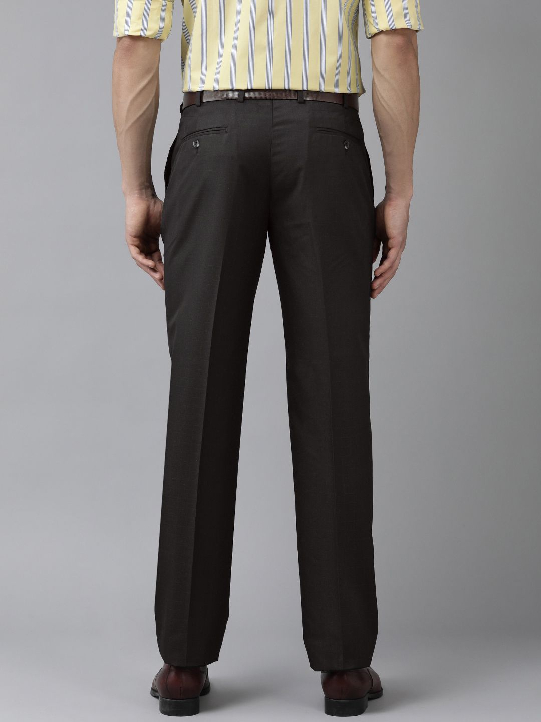 Park Avenue Men Mid-Rise Checked Smart Trousers