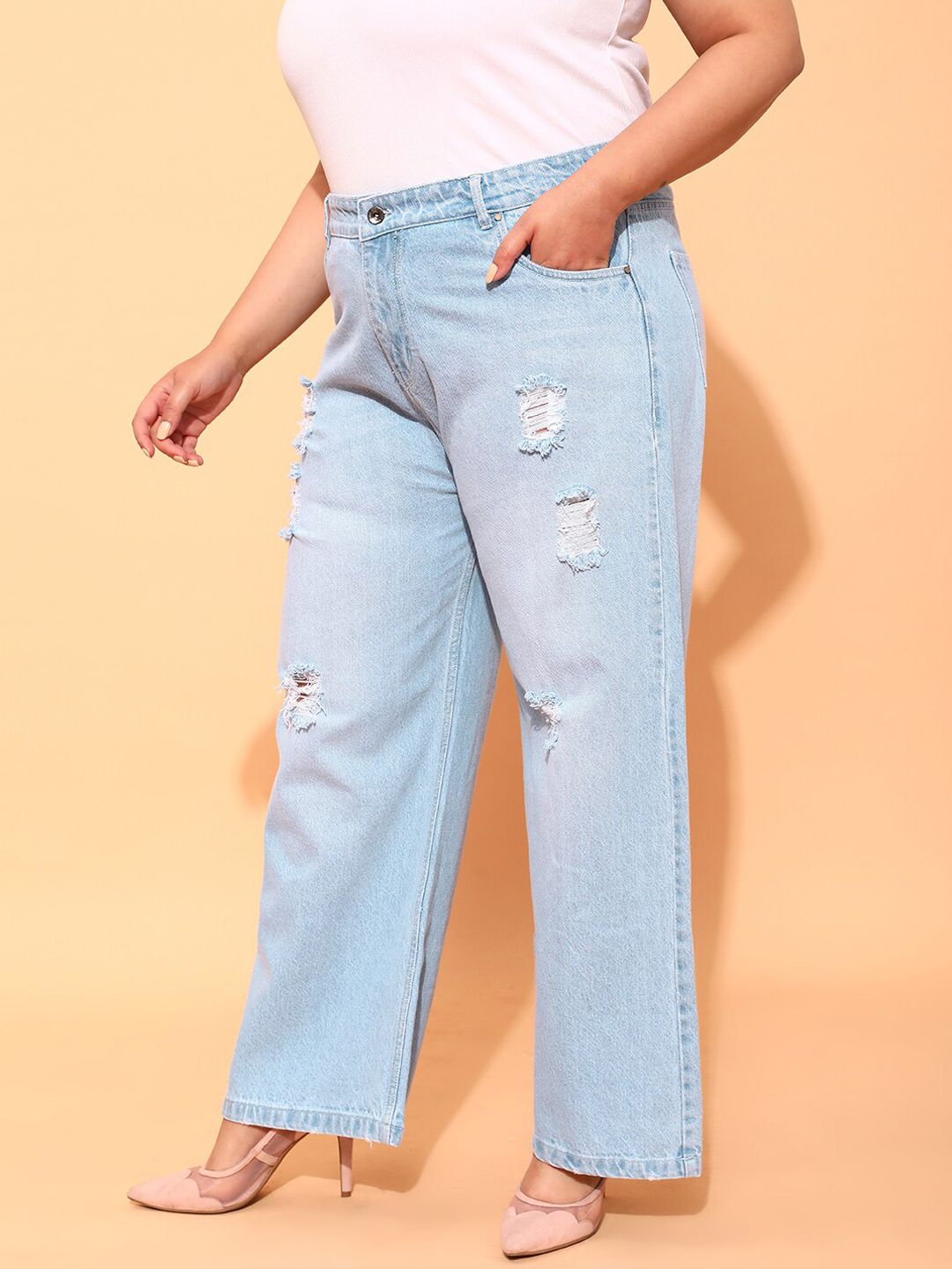CURVY STREET Women Plus Size Comfort Mid-Rise Flared Jeans
