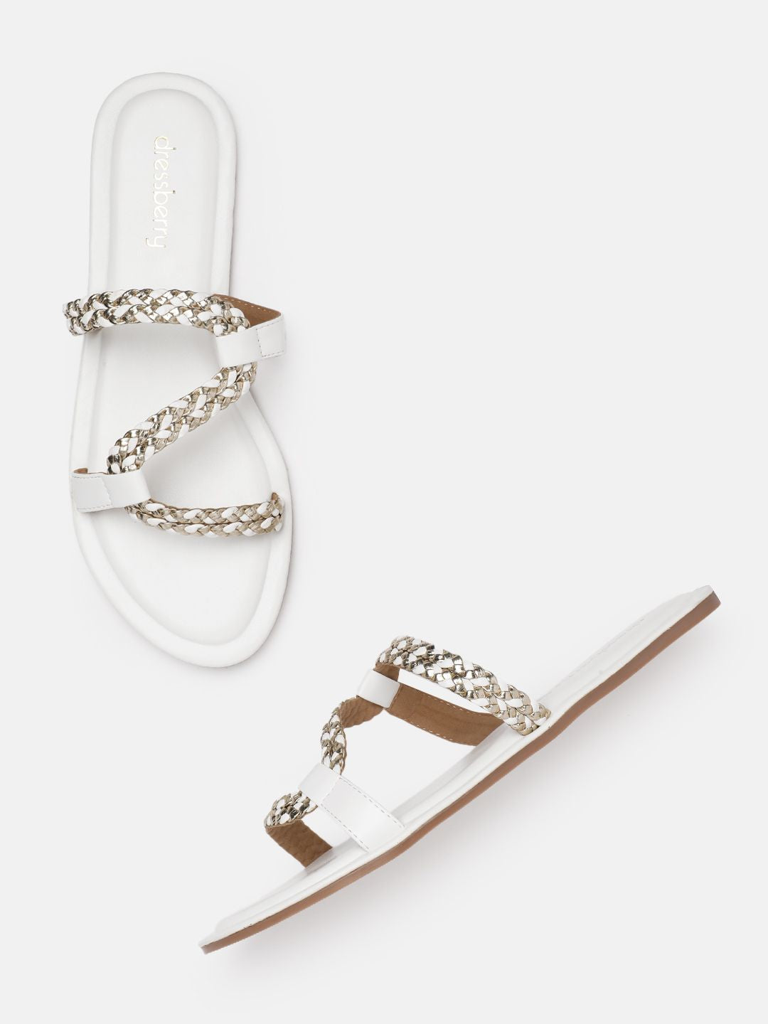 DressBerry Women Striped Open Toe Flats