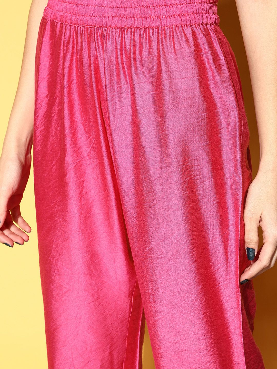 Varanga Women Abstract Tussar Silk Spaghetti Straps Kurta Set