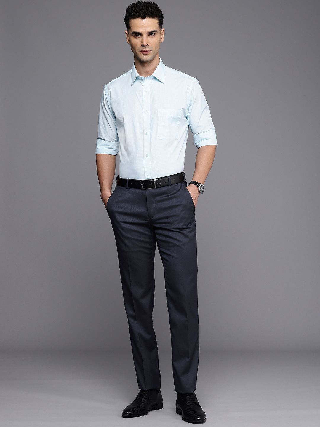 Raymond Men Textured Slim Fit Formal Trousers