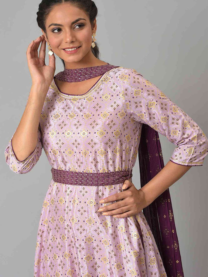 AURELIA Purple Ethnic Motifs Ethnic Empire Dress
