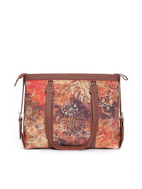 ZOUK Red & Yellow Printed Vegan Leather Sustainable Laptop Bag