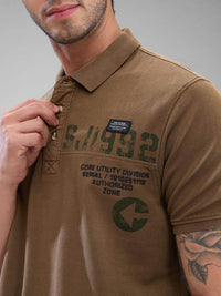 SPYKAR Men Graphic Printed Polo Collar Slim Fit Pure Cotton T-shirt