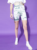 STREET 9 Women White Printed Rapid Dry High-Rise Cycling Shorts