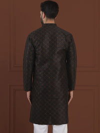 SOJANYA LUXE Floral Embroidered Sequinned Mandarin Collar Cotton Silk Straight Kurta