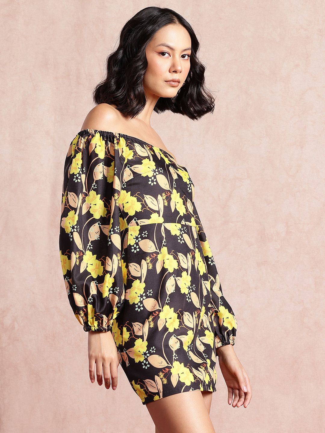 all about you Floral Print Puff Sleeve Sheath Mini Dress