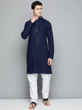 Jompers Men Floral Embroidered Chikankari Pure Cotton Kurta with Churidar
