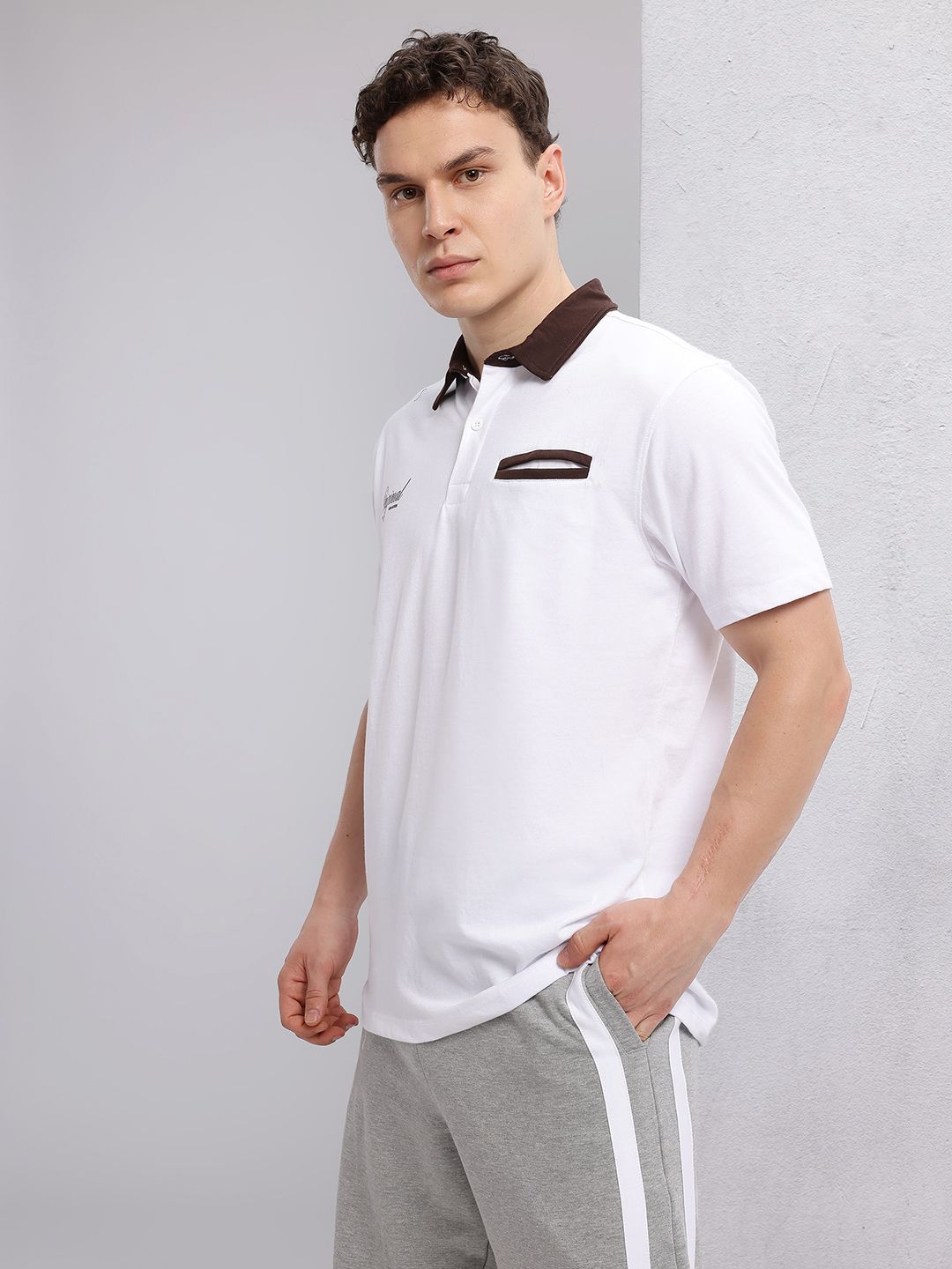 HRX by Hrithik Roshan Typography Print Polo Collar Lifestyle T-shirt with Contrast Collar