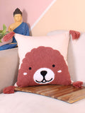 STITCHNEST Peach-Coloured & Rust Embroidered Square Cushion Cover