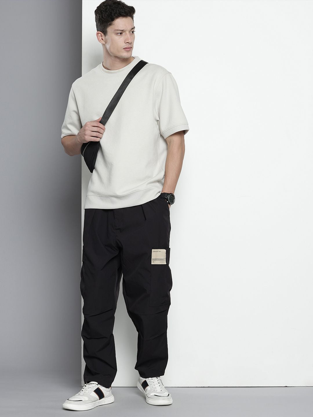 The Indian Garage Co Men Loose Fit Pleated Cargos Trousers