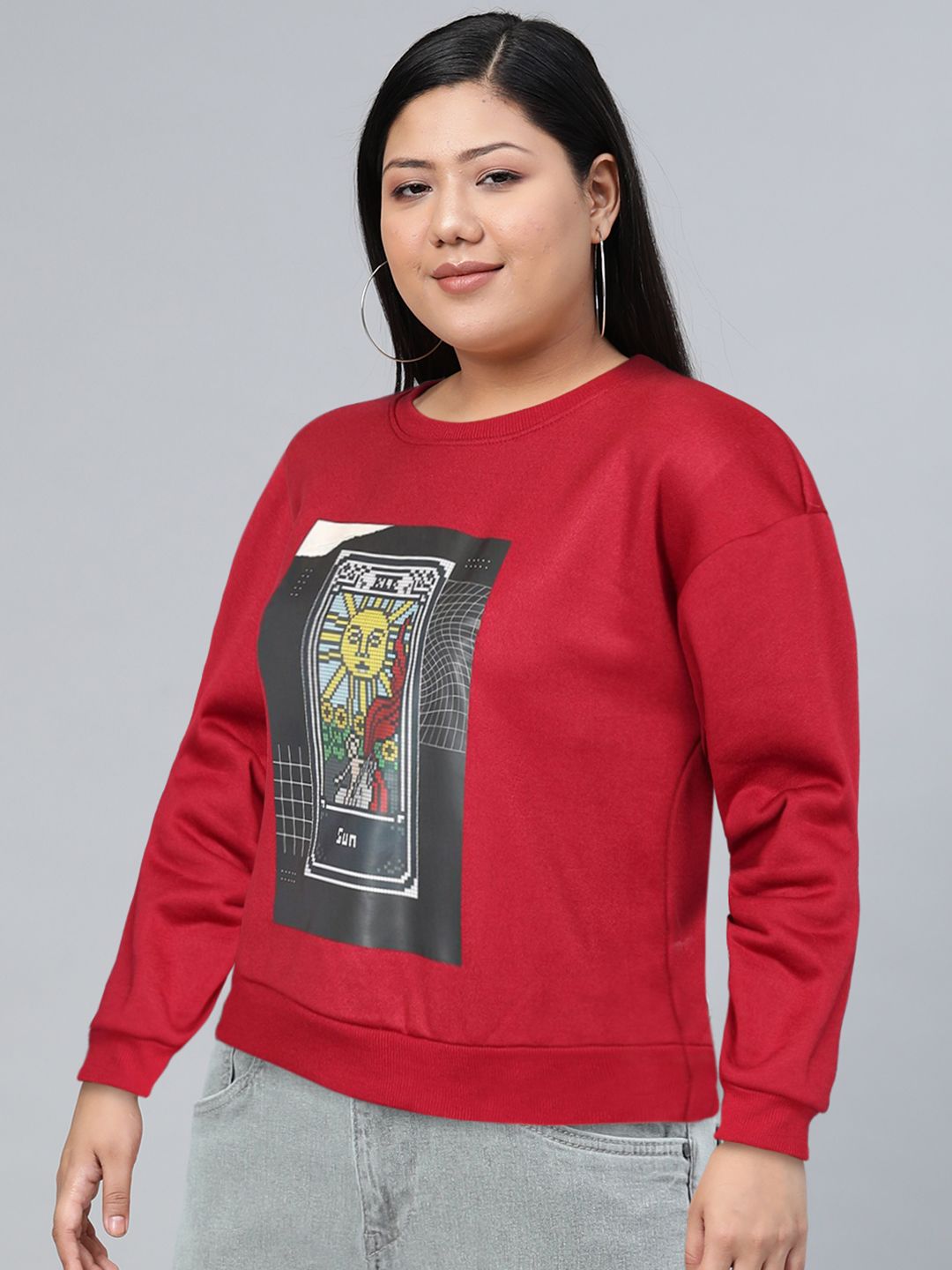 Tokyo Talkies Graphic Printed Round Neck Pullover