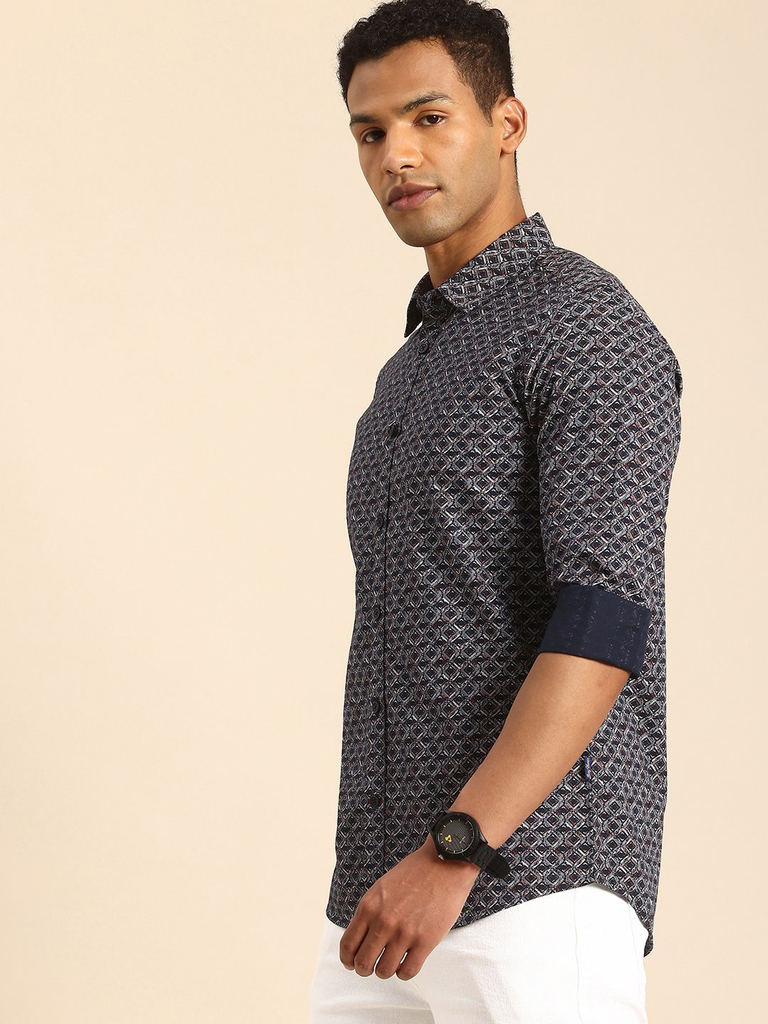 Being Human Pure Cotton Slim Fit Opaque Printed Casual Shirt